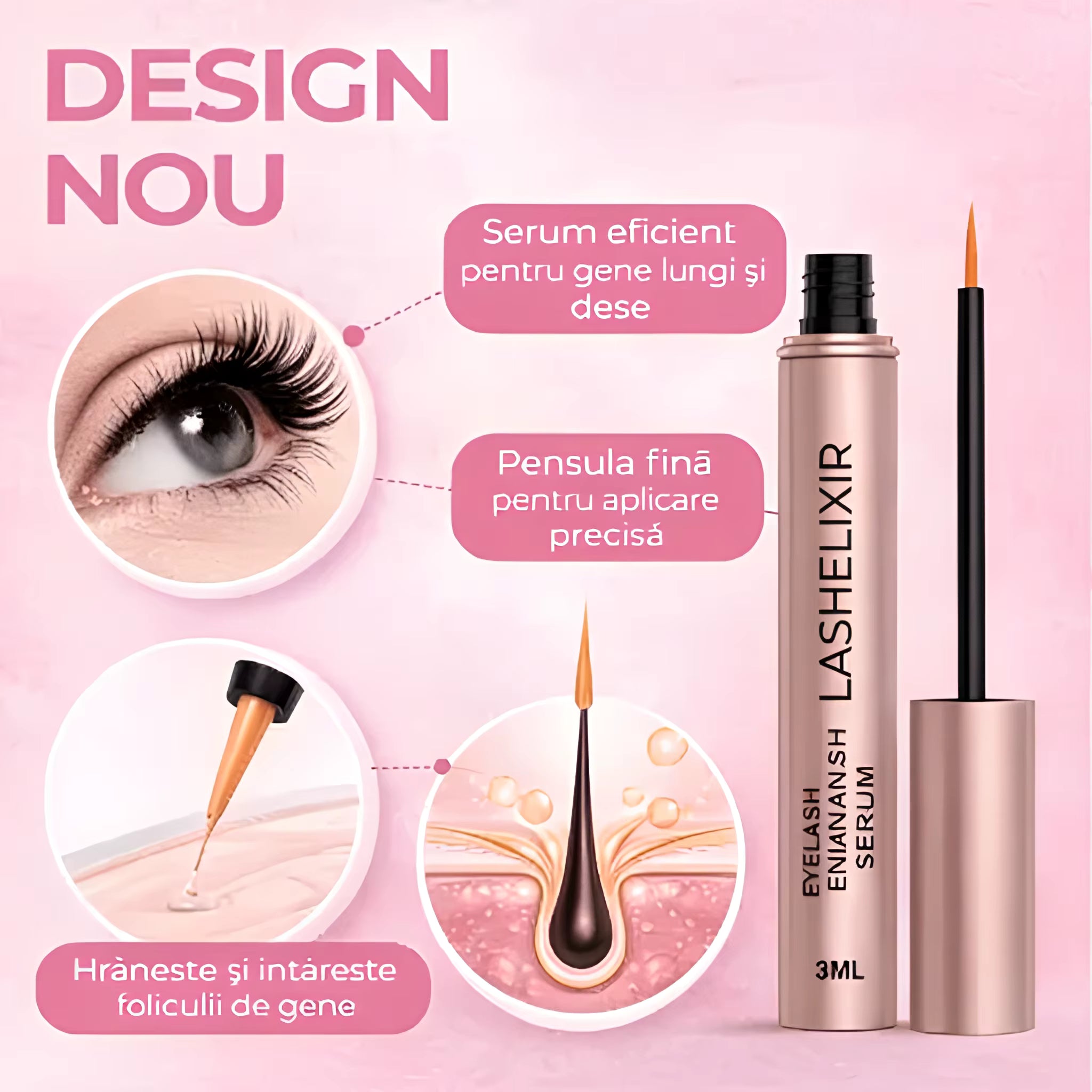 Oferta 1+1 | LashElixir™ – Ser pentru creșterea și îngrijirea zilnică a genelor